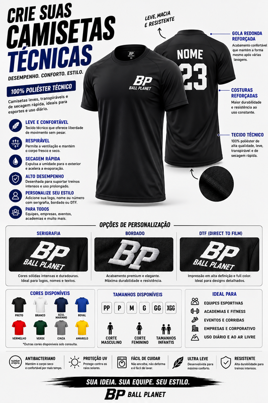 Camiseta técnica personalizável