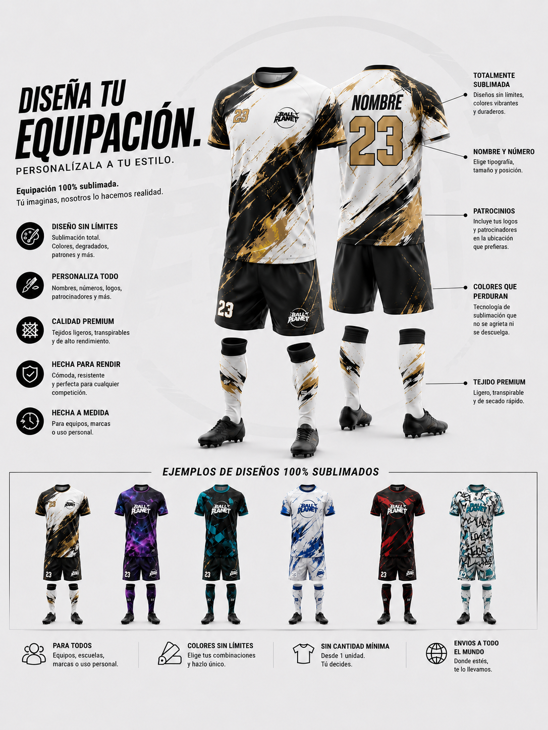 Equipacion con Manga personalizable sublimada